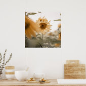 Schüchterne und traumhafte Sonnenblume Poster (Küche)