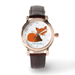 Schüchterner kleiner roter Fox personalisiert Armbanduhr