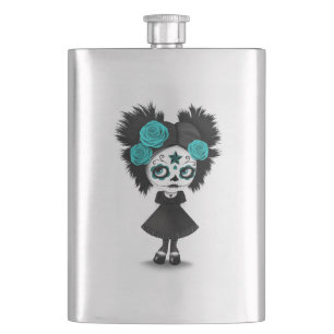 Schüchterner Tag des toten Mädchens mit den gro Flachmann