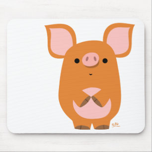 Schüchternes Cartoon-Schwein mousepad