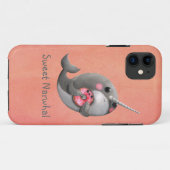 Schüchternes Narwhal mit Krapfen Case-Mate iPhone Hülle (Rückseite (Horizontal))
