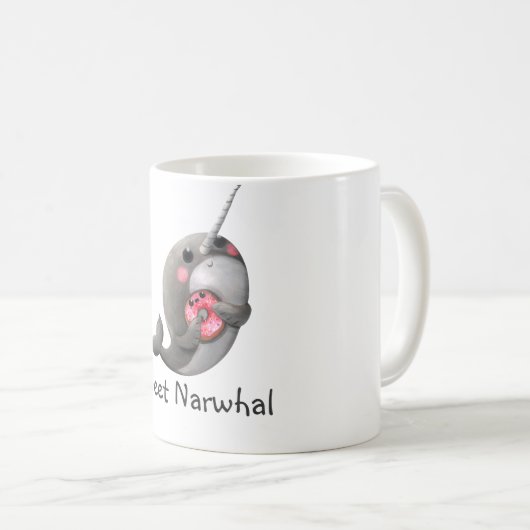 Schüchternes Narwhal mit Krapfen Kaffeetasse (VorderseiteRechts)