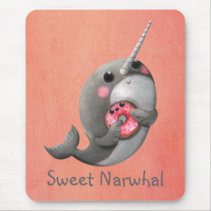 Schüchternes Narwhal mit Krapfen Mousepad