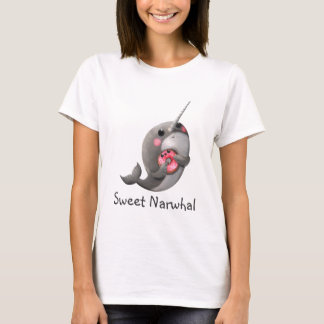 Schüchternes Narwhal mit Krapfen T-Shirt