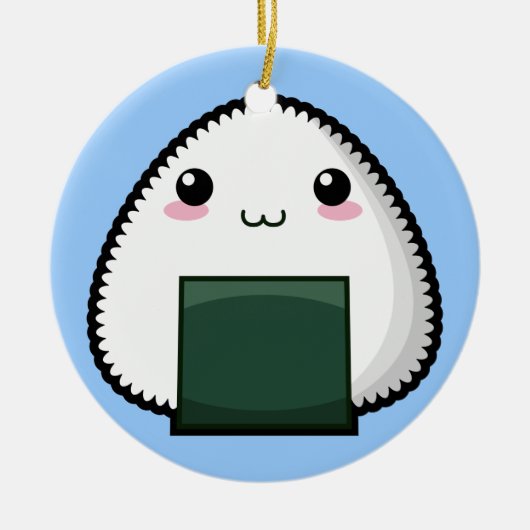 Schüchternes Onigiri Keramik Ornament (Vorne)