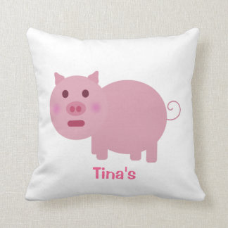 Schüchternes rosa Schwein-personalisiertes Kissen