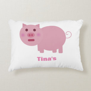 Schüchternes rosa Schwein-personalisiertes Kissen