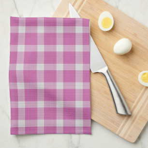 Schüchternes Rosa und Weiß kariertes Gingham Geschirrtuch