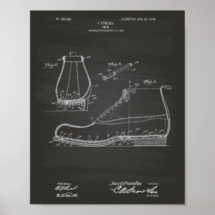Schuh 1906 Patent Kunst Schultafel Poster