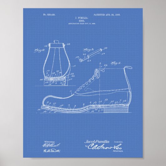 Schuh 1906 Patentkunst Blaupause Poster (Vorne)