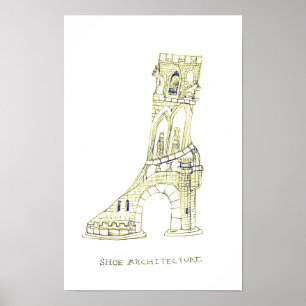 Schuh-Architektur-Plakat (Sepia) Poster