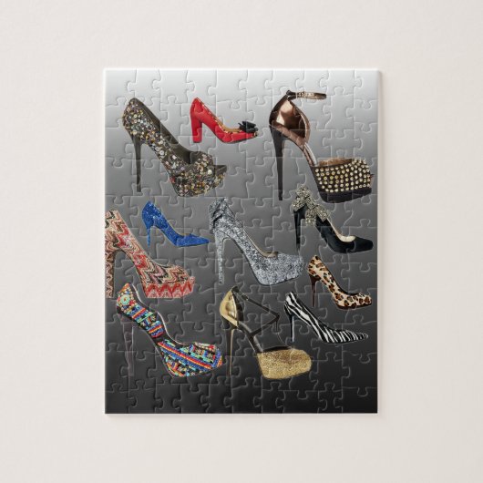 Schuh-fertigen hohe Heels-Collage besonders an Puzzle (Vertikal)