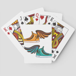 Schuh-Flügel. Schnell Spielkarten