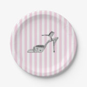 Schuh-Illustration Mode rosa Streifen Pappteller (Vorderseite)