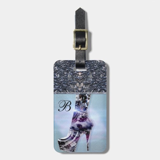 Schuh-Liebe-Monogramm Gepäckanhänger (Vorderseite vertikal)