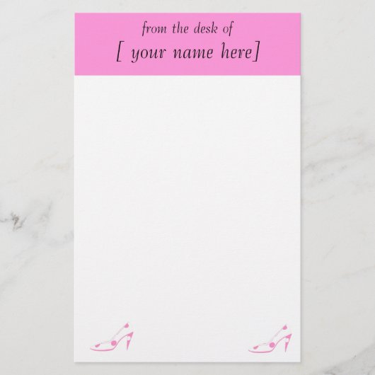 Schuh-Liebhaber-Rosa-Papier-Entwürfe Briefpapier (Vorderseite)