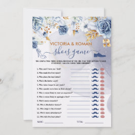 Schuh-Spiel Elegante blaue Blumen Hochzeitsshower- Einladung
