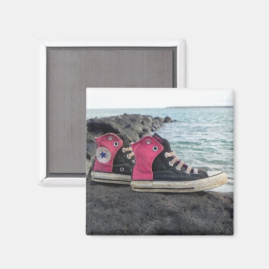 Schuhe am Strand Magnet (Vorderseite/Rückseite)