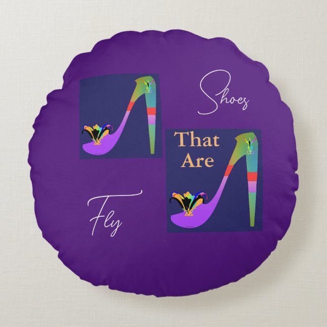 Schuhe, die Fliegen sind Rundes Kissen (Vorderseite)