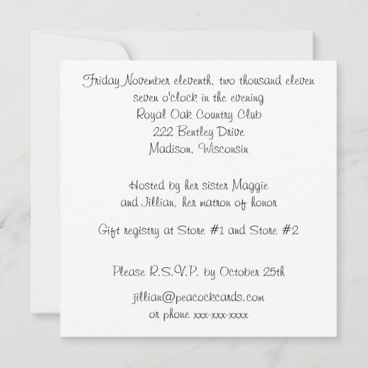 Schuhe für gedachte Bridal Dusche Einladung (Rückseite)