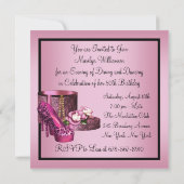 Schuhe mit hoher Ferse Frauen rosa Leopard 50. Geb Einladung (Rückseite)