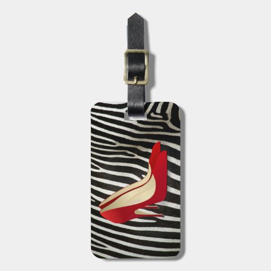 Schuhe mit rotem Oberteil Gepäckanhänger (Vorderseite vertikal)