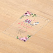 Schuhe Quinceañera Pink Sneakers Heelse 15 Blumens Acryleinladungen (Ablage )