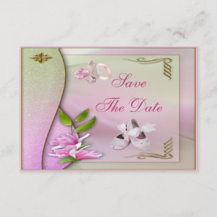 Schuhe, Schnuller & Magnolia Save the Date Dusche