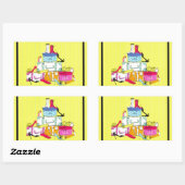 Schuhe Schuhe und Gepäckablage Niedliche Farbgesta Rechteckiger Aufkleber (Blatt)