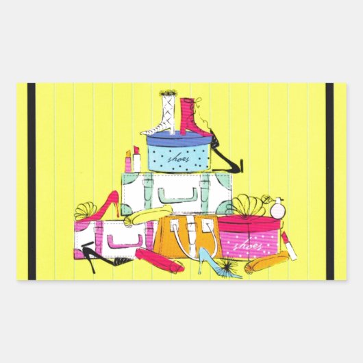 Schuhe Schuhe und Gepäckablage Niedliche Farbgesta Rechteckiger Aufkleber (Vorderseite)