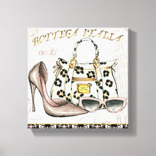 Schuhe, Taschen und Brillen Leinwanddruck