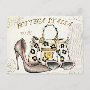 Schuhe, Taschen und Brillen Postkarte