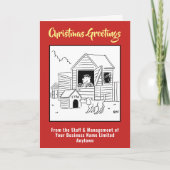 Schuhe und Außengebäude Hersteller Weihnachtskarte Feiertagskarte (Vorderseite)