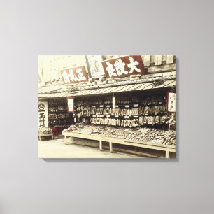 Schuhgeschäft in Kyoto, c.1890 (Hand-farbiges Leinwanddruck