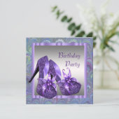 Schuhmacherinnen Frauen Lila Geburtstagsparty Einladung (Stehend Vorderseite)
