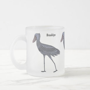 Schuhschnabel-Vogel Cartoon-Illustration Mattglastasse