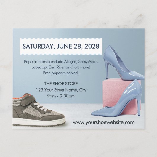 Schuhverkauf | Einzelhandelsgeschäft | Rabattkarte Postkarte (Rückseite)