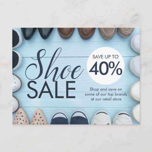 Schuhverkauf | Einzelhandelsgeschäft | Rabattkarte Postkarte (Vorderseite)