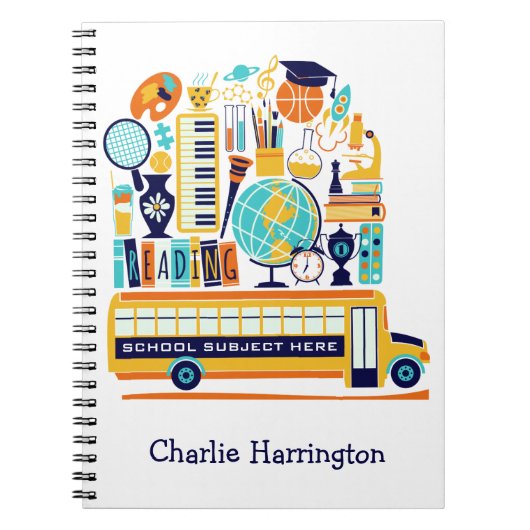 Schulabbildungen individuelle Name Notebook Notizblock (Vorderseite)