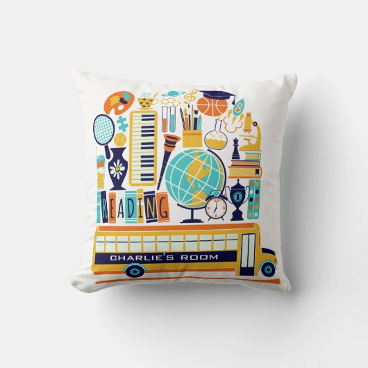 Schulabbildungen individuelle Name werfen Kissen (Vorderseite)
