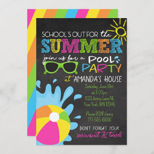 Schulabbruch für das Chalkboard-Party im Sommer Einladung