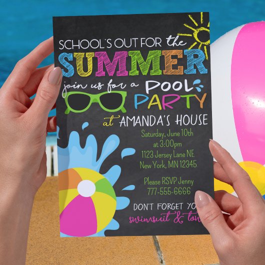 Schulabbruch für das Chalkboard-Party im Sommer Einladung