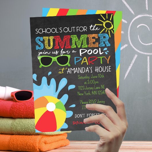 Schulabbruch für das Chalkboard-Party im Sommer Einladung