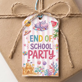 Schulabschluss-Party-Streifen Geschenkanhänger