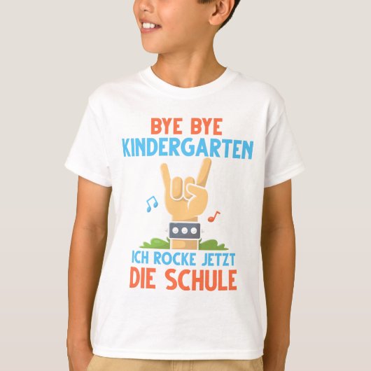 Schulanfang Einschulung Schulkind Rock die Schule T-Shirt (Vorderseite)