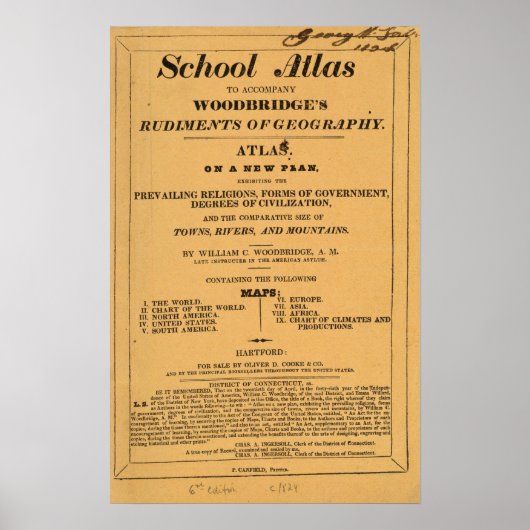 Schulatlas, Woodbridge's Gerüchte der Geografie Poster (Vorne)