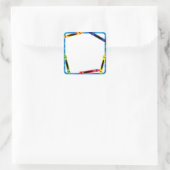 Schulaufkleber mit Crayons Quadratischer Aufkleber (Tasche)