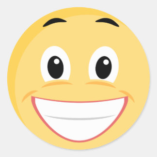 Schulaufkleber mit Gesicht Emoji Runder Aufkleber