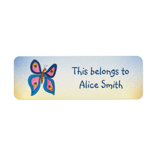 Schulaufkleber mit Schmetterling unser Name