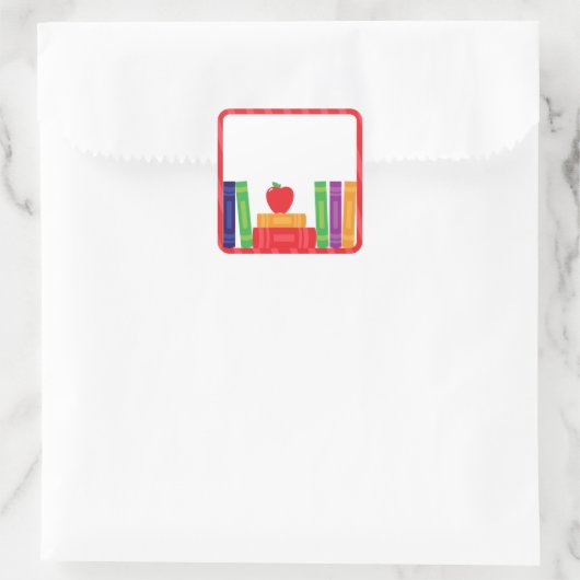 Schulaufkleber mit Schulbüchern Quadratischer Aufkleber (Tasche)